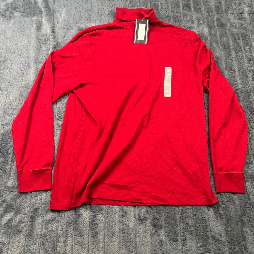 Roundtree & Yorke Mens Red Cotton Turtleneck Long Sleeve Shirt Large L NEW